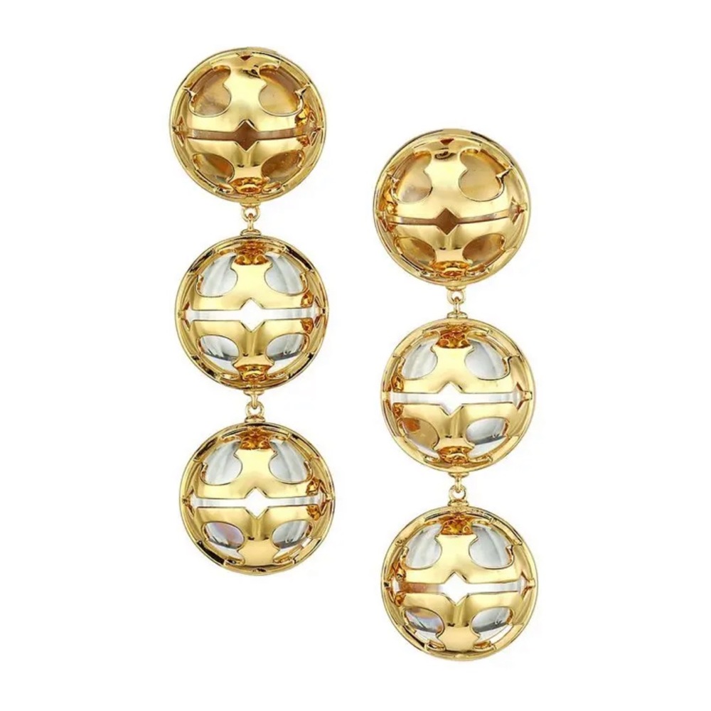 Tory Burch Goldtone Miller Bubble double drop earrings